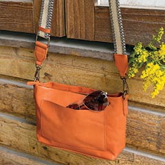 Tangerine Leather Crossbody Image 1