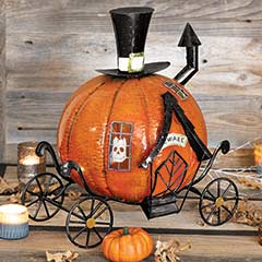 Artisan Lit Pumpkin Carriage Image 1