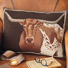 Looped Wool Longhorn Pillow Image 1