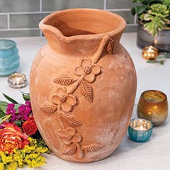Blooming Vines Terracotta Vase Image 1