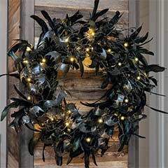 Bat & Feather Lit Wreath Image 1