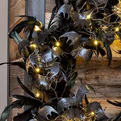 Bat & Feather Lit Wreath Image 2