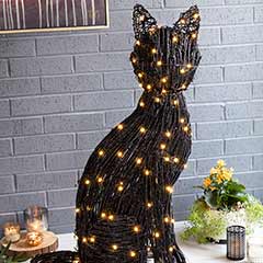 Lit Feline Vine Sculpture Image 2