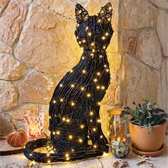 Lit Feline Vine Sculpture Image 1