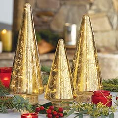 Gilt Snowflake Lit Trees Image 1