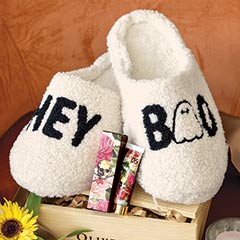 &ldquo;Hey Boo" Slippers & Lotion Image 1