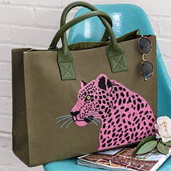 Beaded Jaguar Canvas Tote Image 1