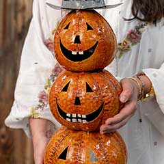 Stacked Metal Jack-O-Lanterns Image 7