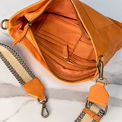 Tangerine Leather Crossbody Image 2