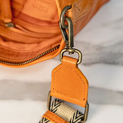 Tangerine Leather Crossbody Image 3